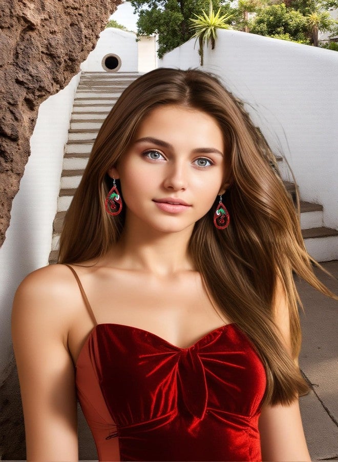 Cifudec Christmas Red White Green Earrings Gift Holiday Earrings for Women (Green hand) - Image 2